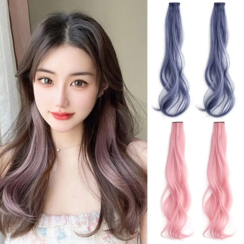 Ear-Hanging Colorful Curly Hair Extensions for Girls – 2 Pack Clip-On Hair Extension QXL