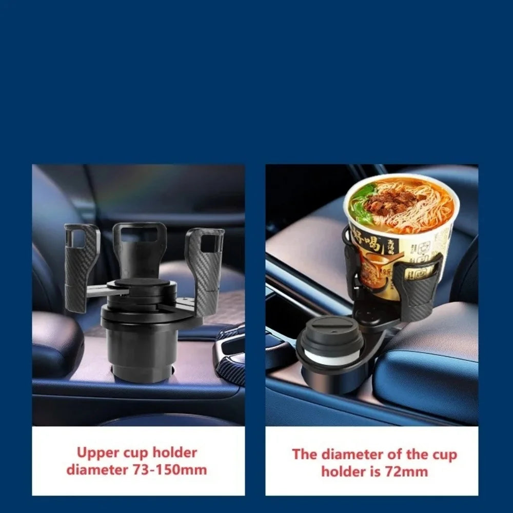 4-in-1 Dual Cup Holder Expander with Phone Mount for Cars Car Cup Holder QXL