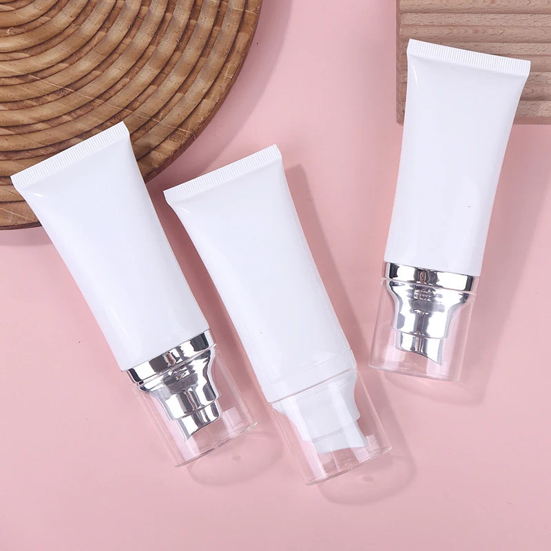 30/50ml Refillable Squeeze Travel Tube with Pump | Cosmetic Bottle Refillable Travel Tube QXL