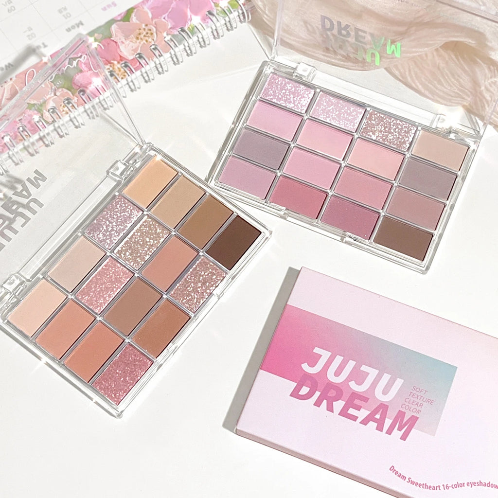 JUJU Dream 16-Color Earth Tone Eyeshadow Palette – Matte & Shimmer Eyeshadow Palette QXL