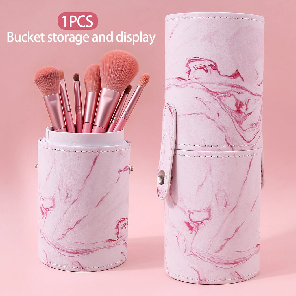 KOSSHOW Makeup Brush Holder – Large PVC Stripe Cylinder Makeup Brush Holder QXL WHITE