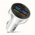 5-in-1 250W USB-C PD Car Charger QC3.0 with LED Display Car Charger Adapter QXL White