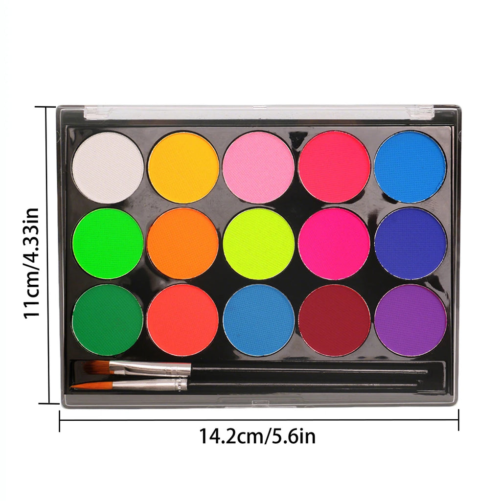 15-Color UV Fluorescent Water-Based Face & Body Paint Set UV Face & Body Paint QXL