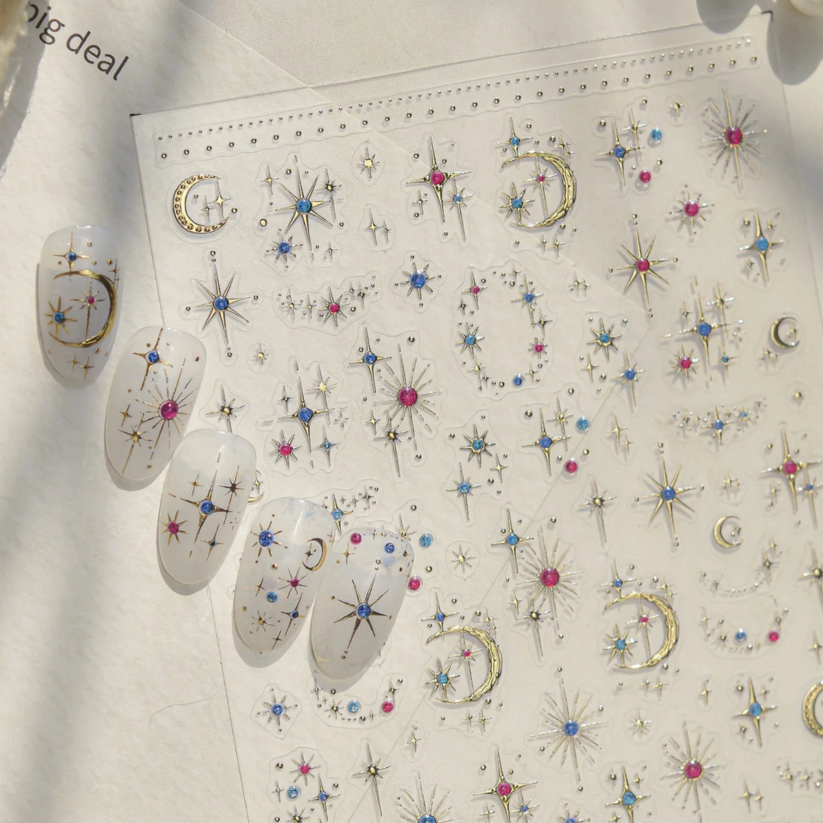 5D Luxury Nail Stickers | Moon Star Rhinestone Decals Nail Art Stickers QXL