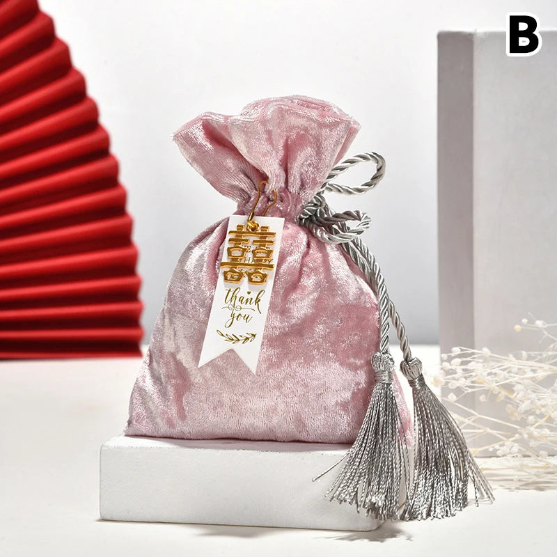 Velvet Drawstring Tassel Gift Bags | Wedding & Jewelry Pouches Velvet Gift Pouch QXL B Pink Other