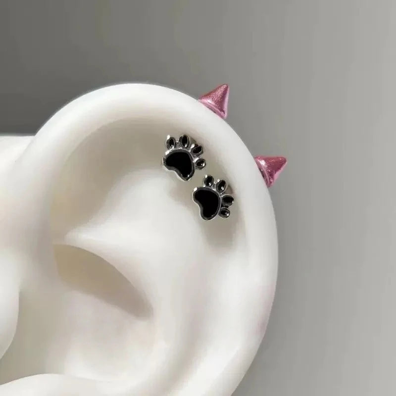 Cat Paw Devil Stud Earrings | Gothic Y2K Zinc Alloy Studs Stud Earrings QXL