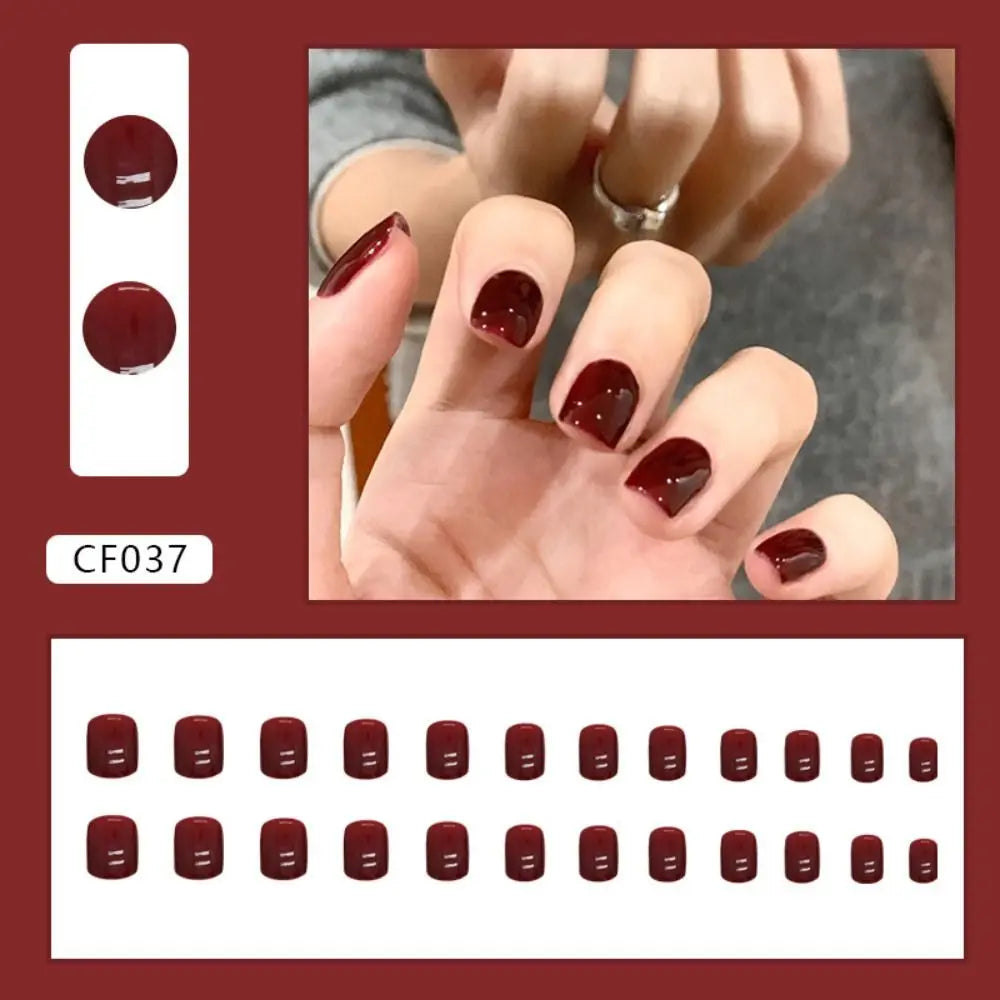 24-Pack Short Round French False Nails | Full Cover Nail Tips False Nail Tips QXL