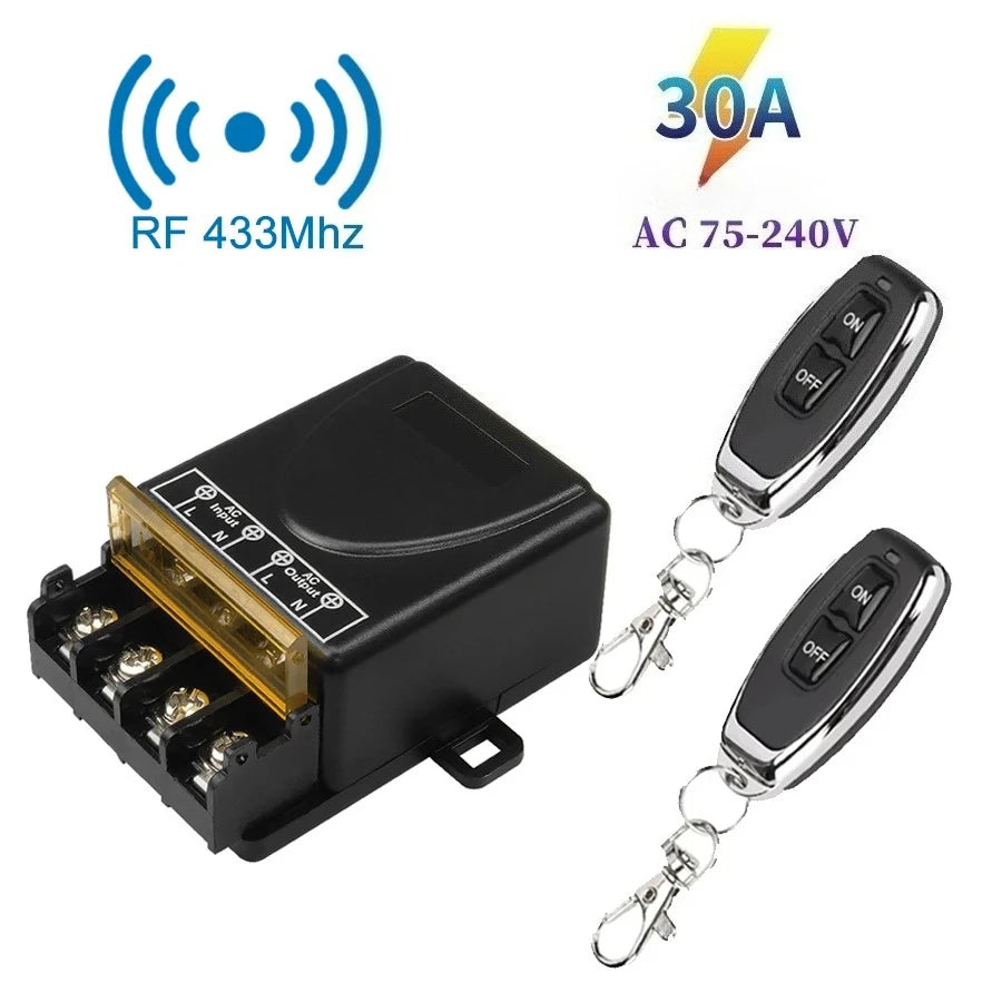 RF 433MHz Wireless Remote Control Relay Switch 110V–240V Wireless Relay Switch QXL