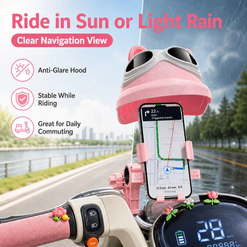 Scooter Phone Holder with Sun & Rain Cover | Handlebar Mount Handlebar Phone Mount QXL