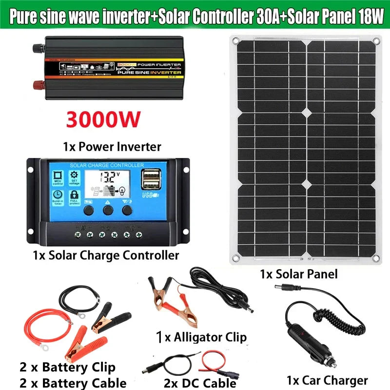 Dreamburgh 3000W Solar Kit – Pure Sine Wave Inverter & Controller Solar Power Kit QXL 3000W 220V 60hz 12V