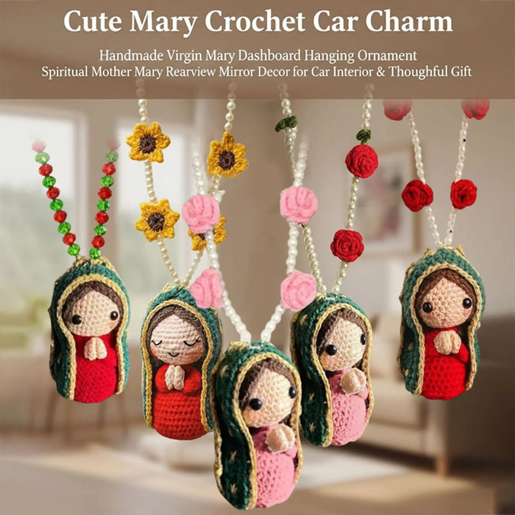 Handmade Crochet Doll Car Mirror Pendant | Cute Knit Ornament Car Hanging Ornament QXL