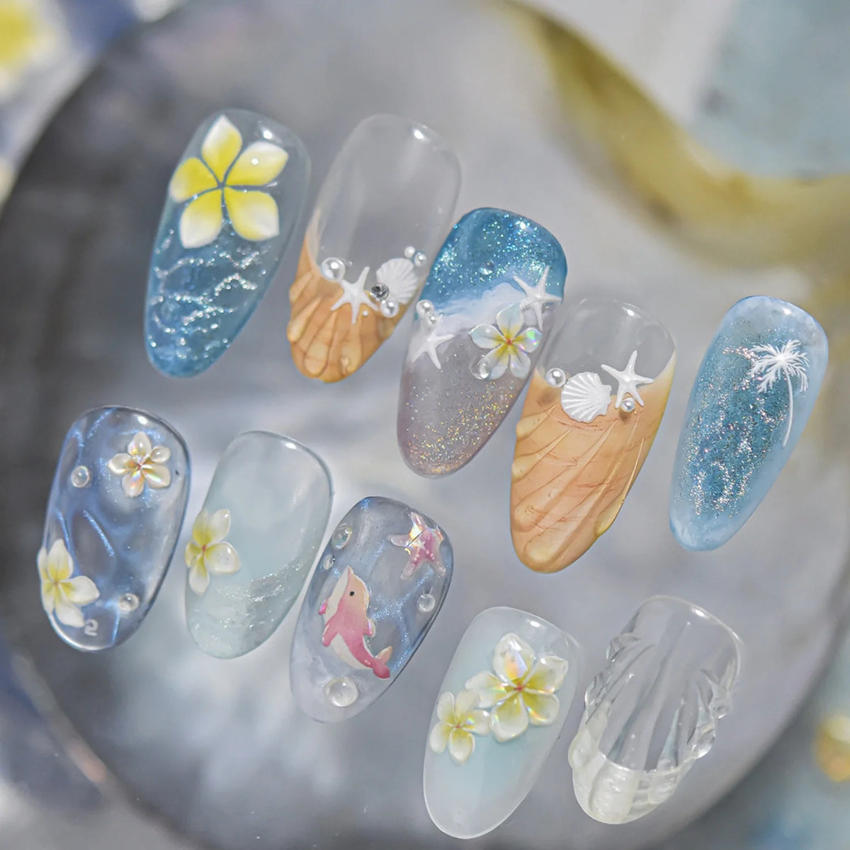 5D Ocean Nail Art Stickers – Jellyfish, Starfish & Dolphin Decals Nail Art Stickers QXL