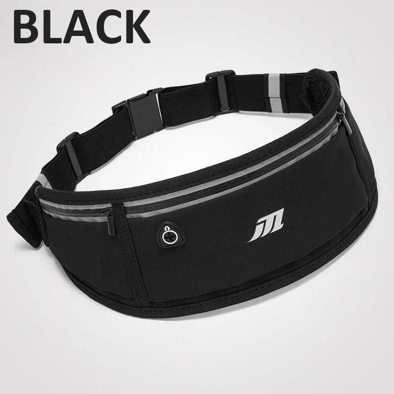 CWILKES 3-Pocket Running Waist Bag | Sports Belt Pouch Running Waist Bag QXL BLACK