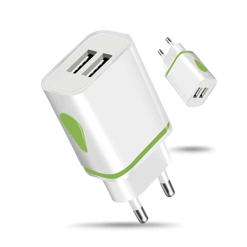 Dual Port 5V 2A USB Wall Charger – EU US AU Travel Adapter USB Travel Charger QXL