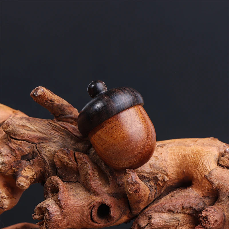 Mini Sandalwood Acorn Pill Box | Keychain Storage Case Pill Box QXL one size