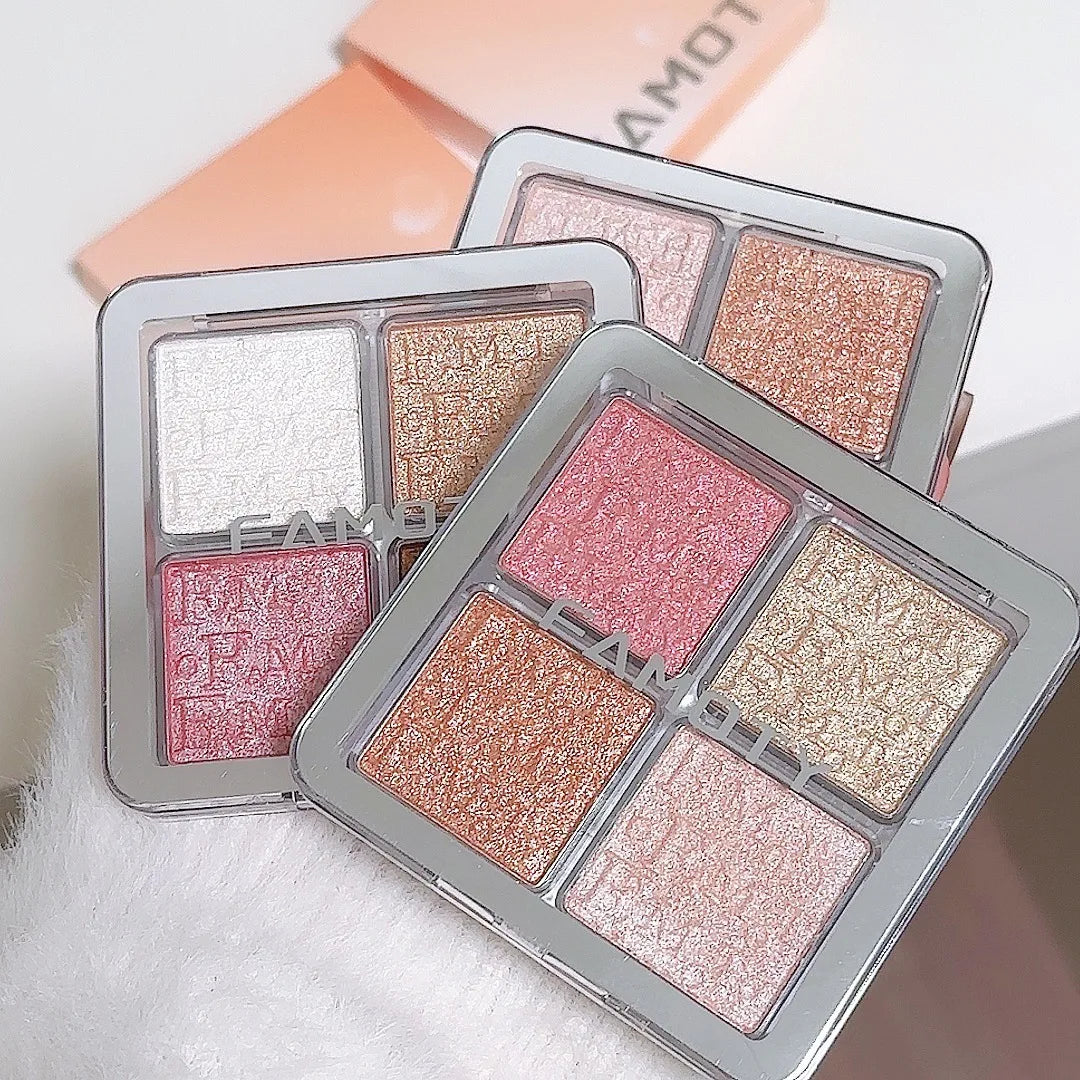 4-Color Highlighter & Contour Palette | Shimmer Glow Powder Highlighter Contour Palette QXL