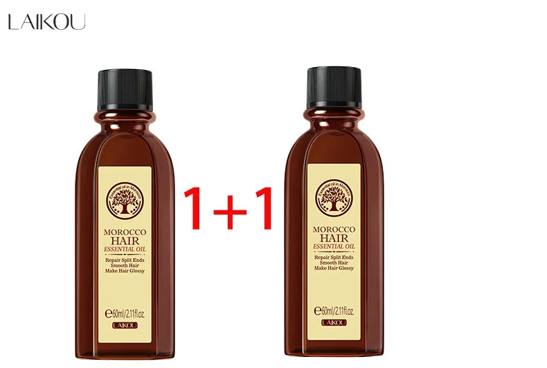 LAIKOU Morocco Argan Hair Oil 60ml – Leave-In Serum & Conditioner Leave-In Hair Oil QXL 2PCS