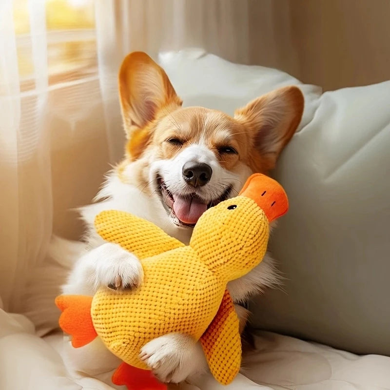 Yellow Duck Dog Calming Plush Squeaky Toy | Indoor Dogs Plush Dog Toy QXL