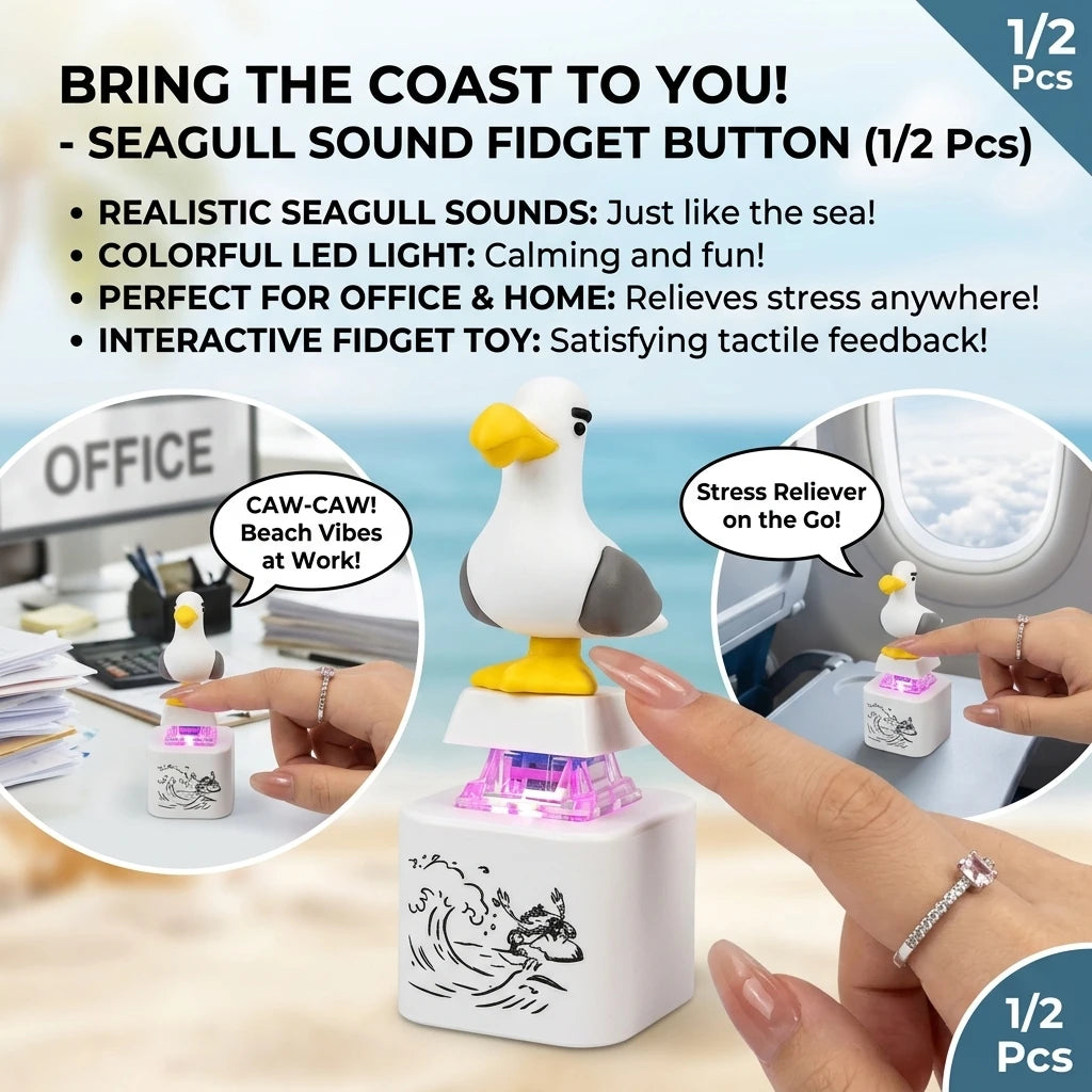 Seagull MINE Button Keychain – LED Flash & Sound Fidget Toy Novelty Fidget Keychain QXL