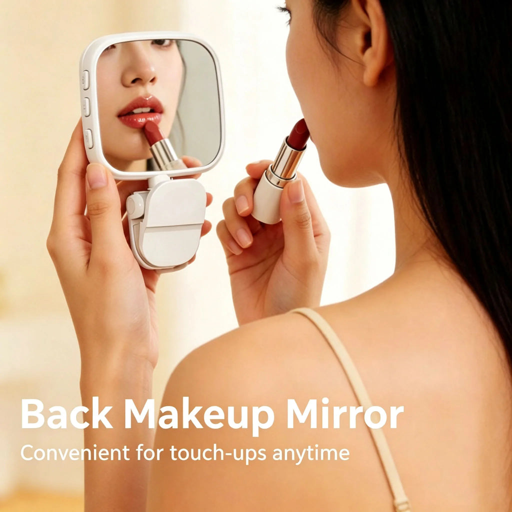 2-in-1 Clip-On LED Ring Light & Makeup Mirror | 3 Color Modes LED Ring Fill Light QXL
