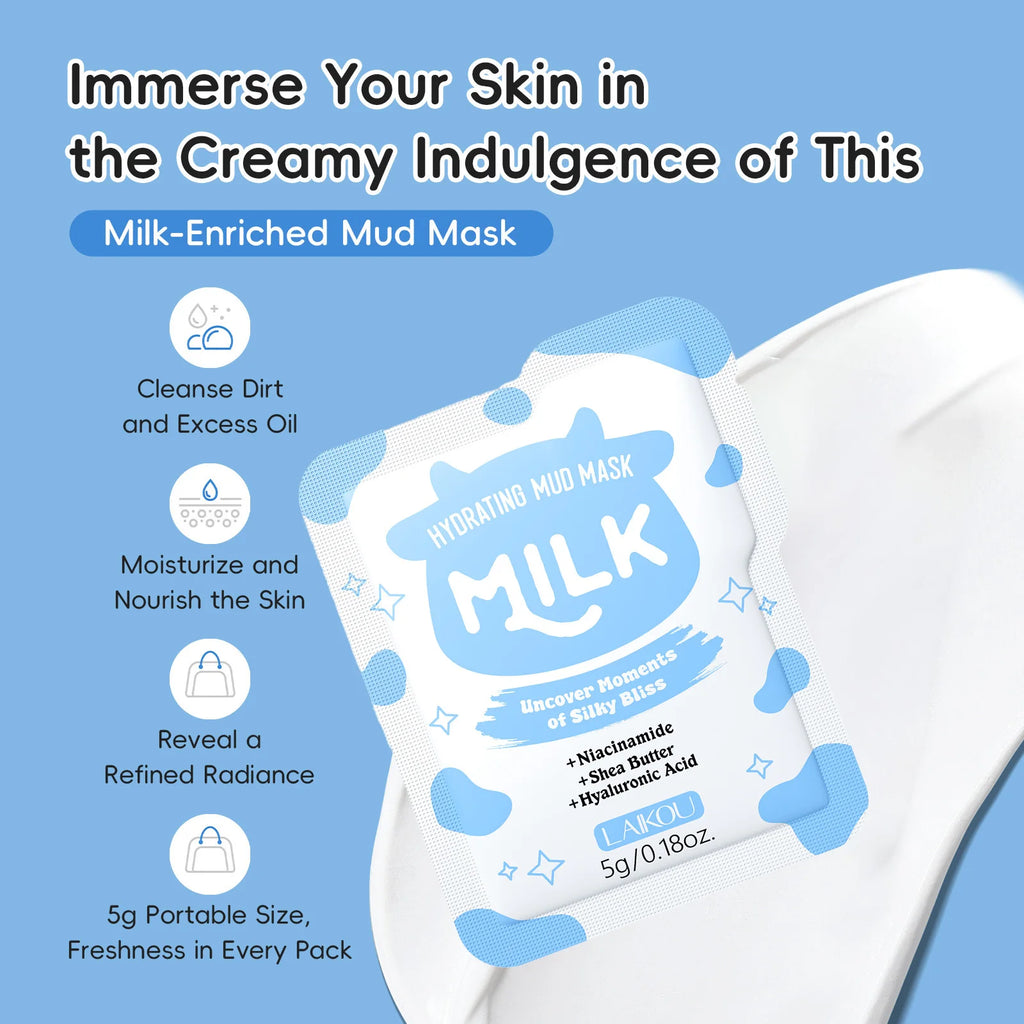 LAIKOU Milk Mud Face Mask – Niacinamide, Pore Cleansing & Hydrating Hydrating Mud Face Mask QXL