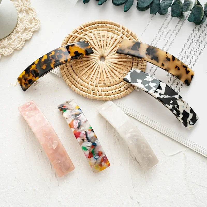 Acetate Spring Hair Clip | Tortoiseshell Geometric Barrette Hair Clip Barrette QXL