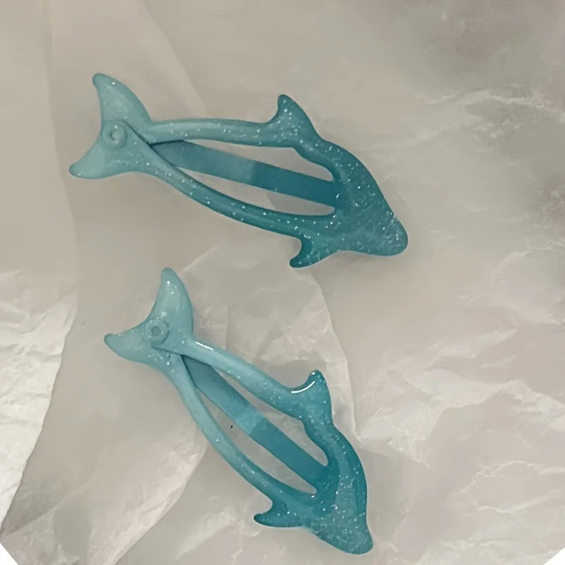 Glitter Dolphin & Bunny Resin Hair Clips for Girls & Teens Resin Hair Clips QXL Default Title