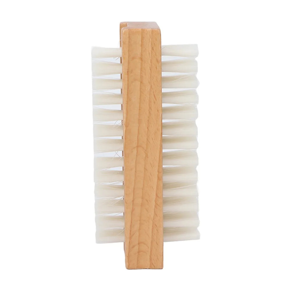 Wooden Double-Sided Nail Brush | Nylon Bristles Manicure Nail Cleaning Brush QXL