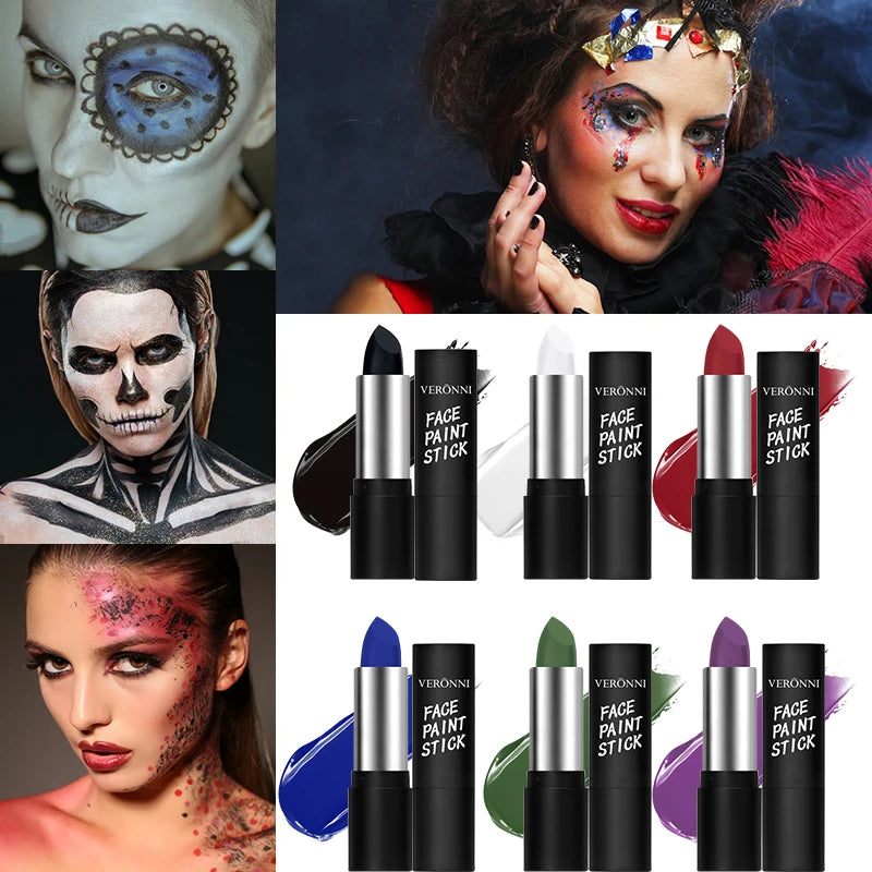 VERONNI 6-Color Face & Body Paint Sticks | Halloween Cosplay Face & Body Paint QXL