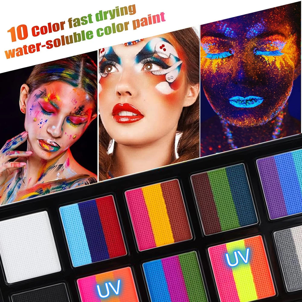 VERONNI 10-Color Face & Body Paint Kit | Kids & Adults Face & Body Paint Kit QXL