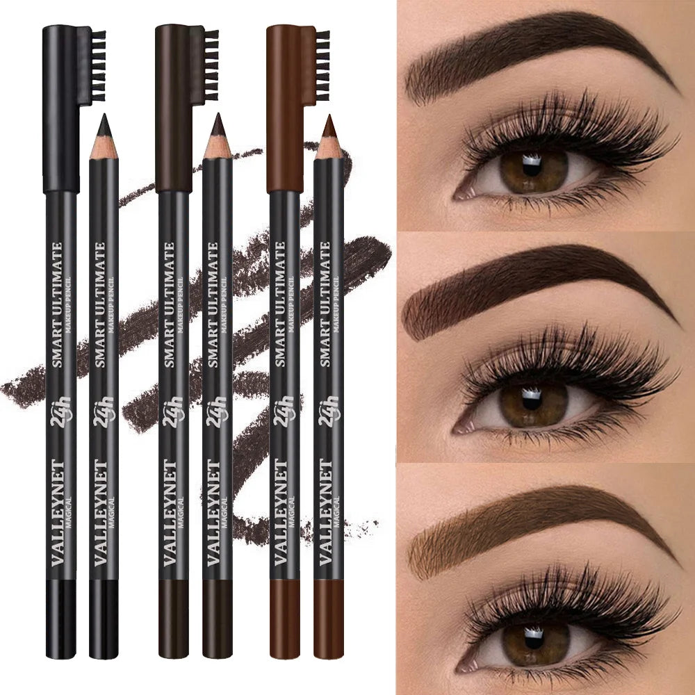 Ultra-Fine Wooden Eyebrow Pencil with Brush | Waterproof Matte Eyebrow Pencil QXL