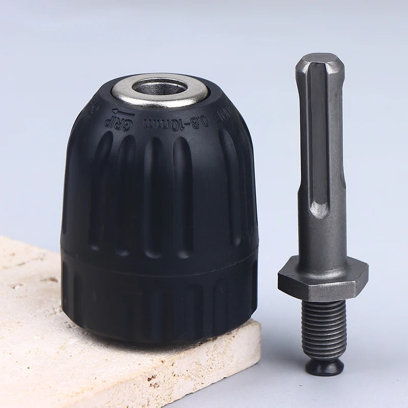 Keyless Drill Chuck 0.8–10mm | 3/8" 24UNF & 1/4" Hex Adapter Keyless Drill Chuck QXL 2