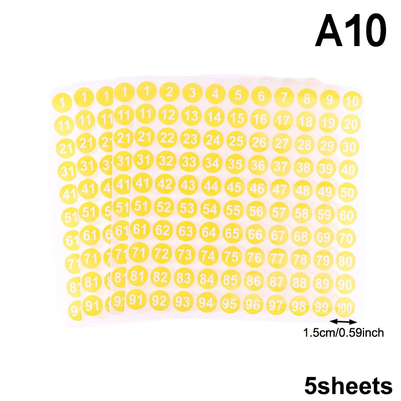 5-Sheet Number Stickers 1–100 | Labels for Crafts & Storage Number Label Stickers QXL A10