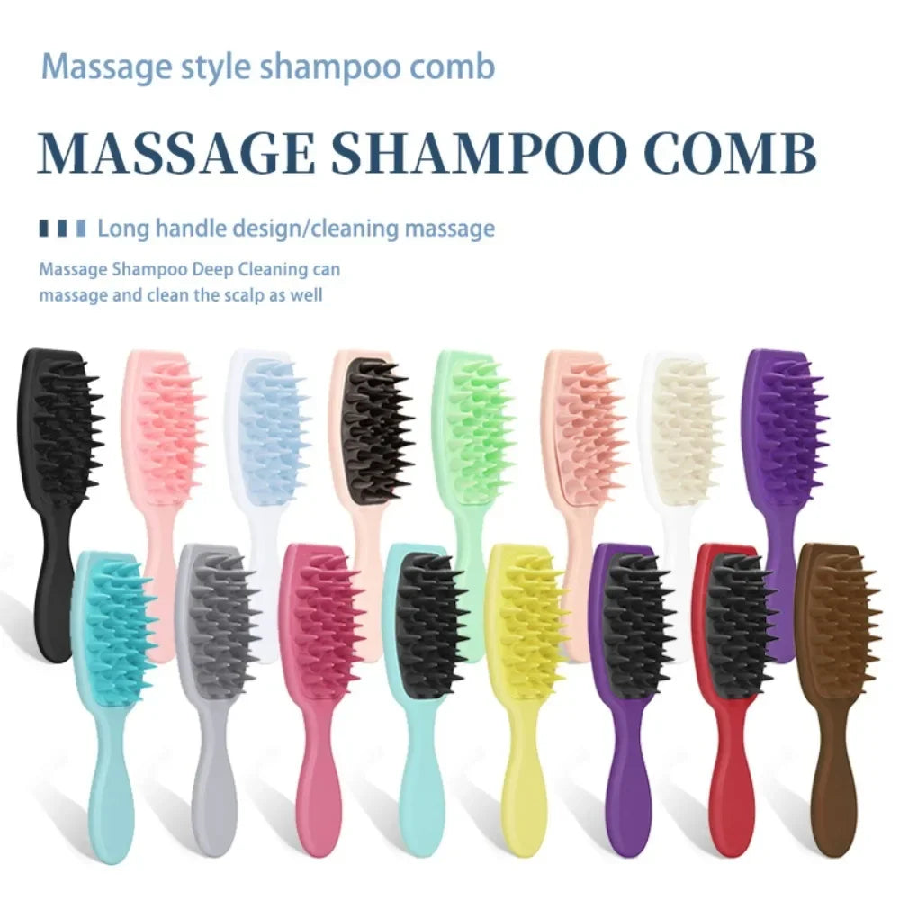 Silicone Scalp Massage Brush | Long Handle Shampoo Hair Comb Scalp Massage Brush QXL