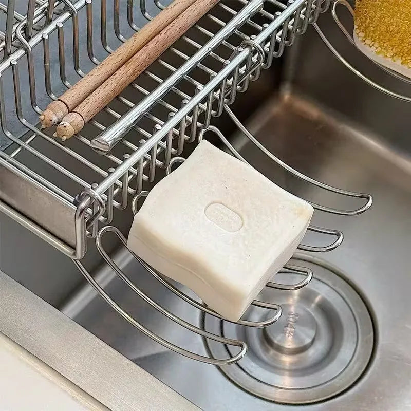 2-Pack Expandable Stainless Steel Draining Basket Hanging Rack Sink Draining Basket QXL