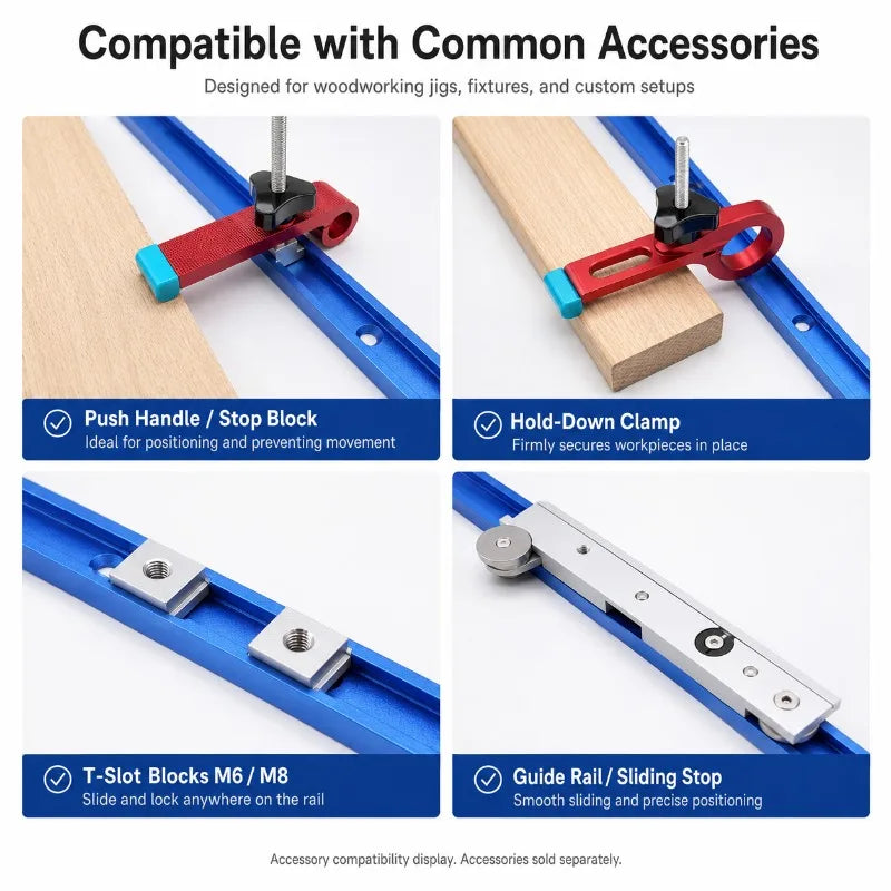 Aluminum T-Track Guide Rail 30mm T-Slot | Table Saw & Router T-Track Guide Rail QXL
