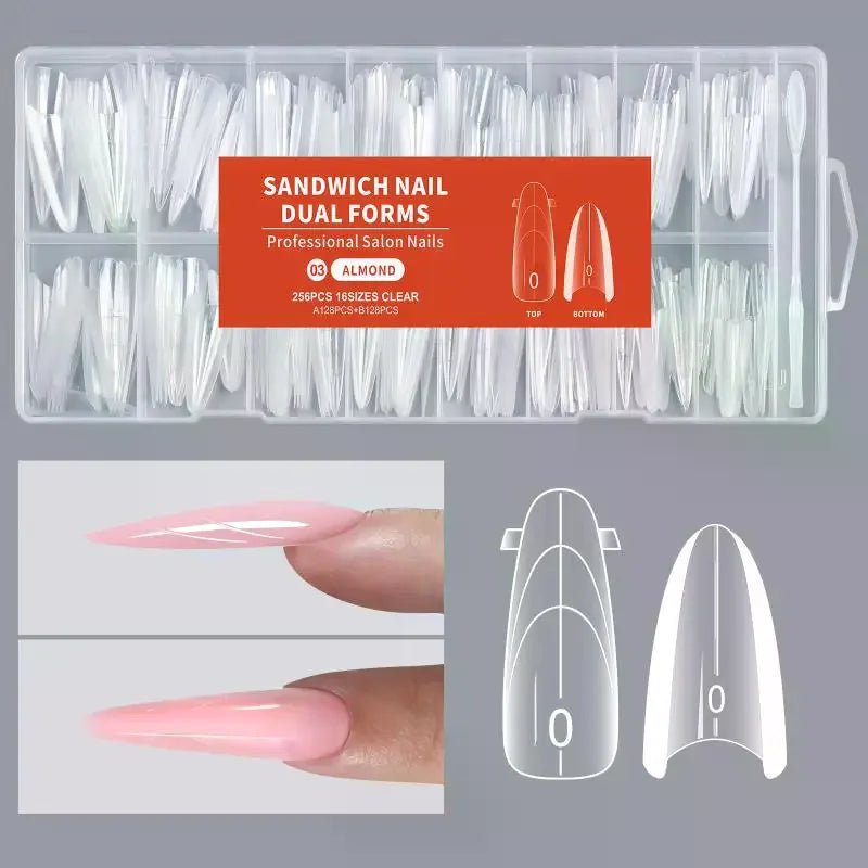 256-Pc Dual Sandwich Nail Extension Forms | 16 Sizes Reusable Nail Extension Forms QXL