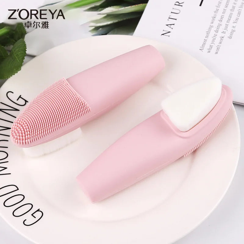 Double-Sided Silicone Facial Cleansing Brush – Soft & Portable Facial Cleansing Brush QXL