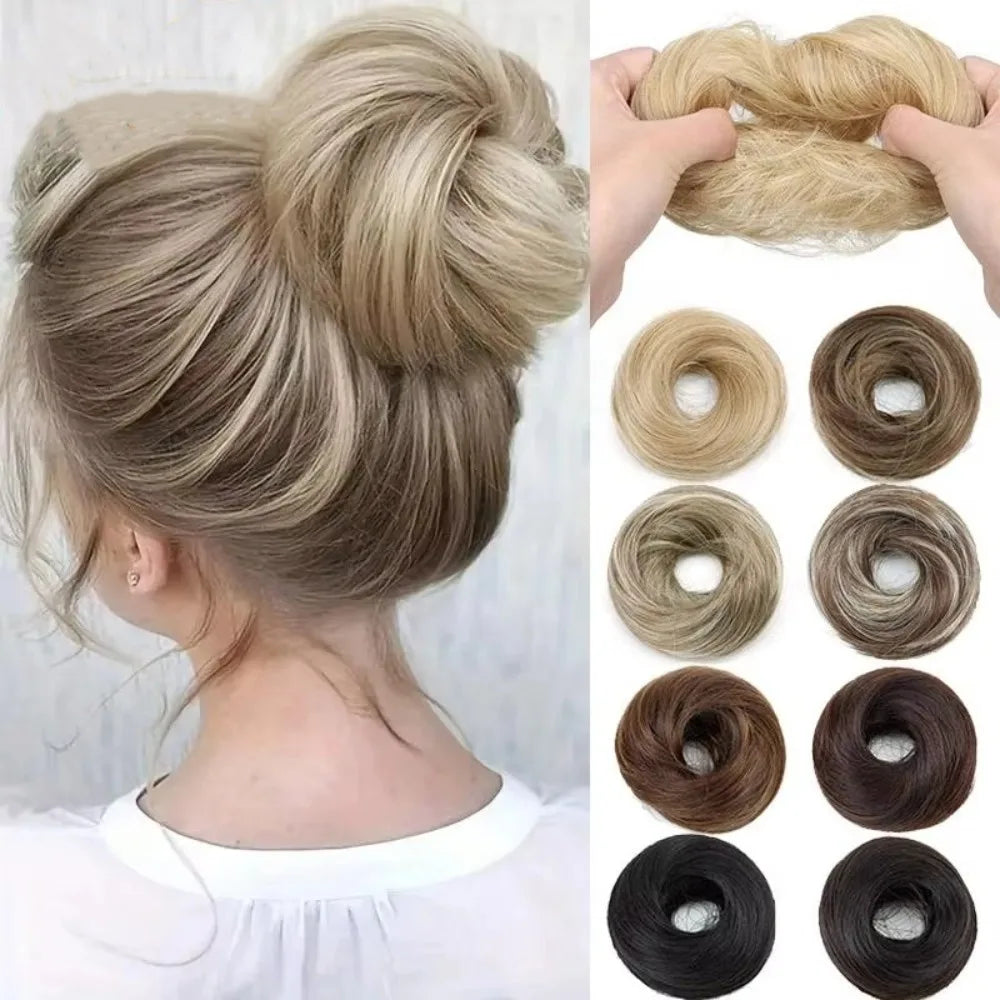 Fluffy Messy Bun Scrunchie | Synthetic Donut Hair Updo Hair Bun Scrunchie QXL