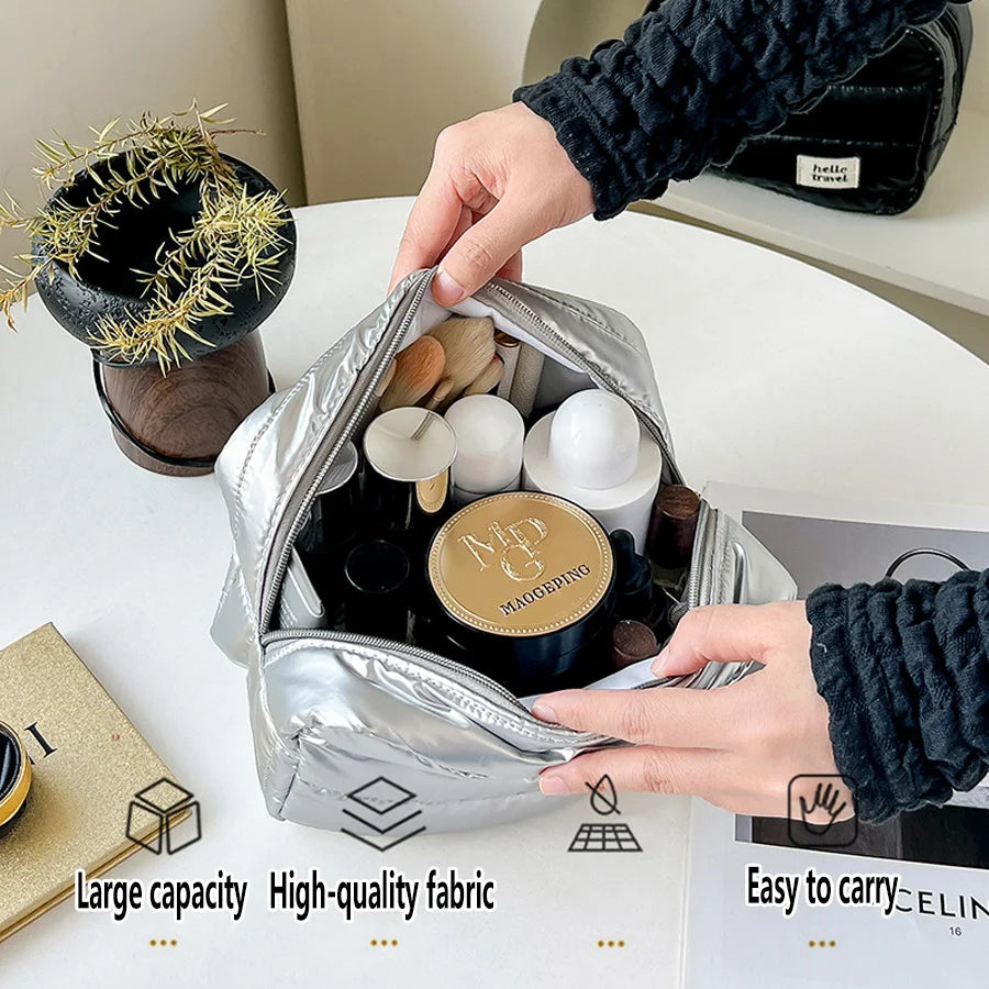 Large Waterproof Makeup Bag | Puffy Travel Toiletry Organizer Travel Cosmetic Bag QXL
