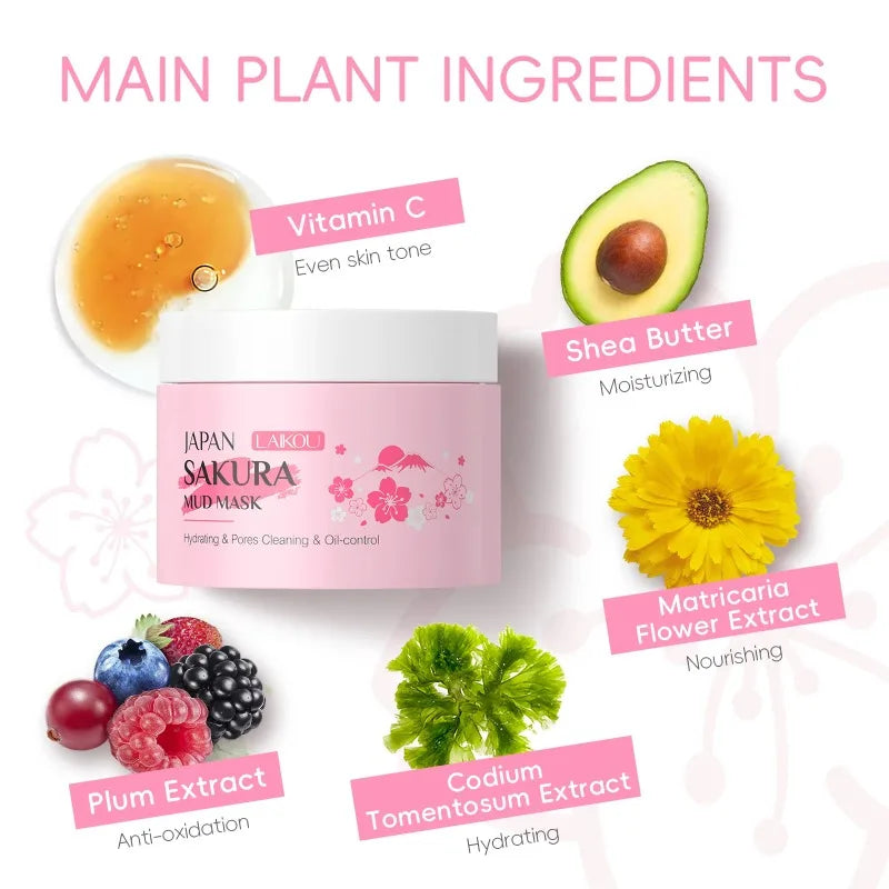 LAIKOU Sakura Mud Mask 25g | Deep Cleanse & Oil Control Clay & Mud Face Mask QXL