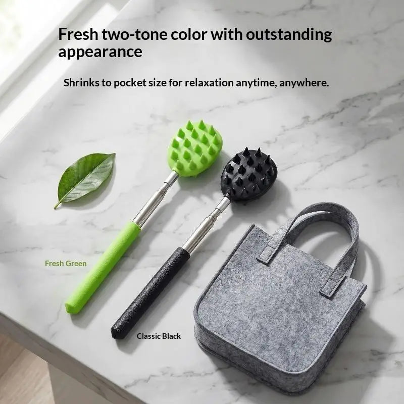 Telescopic Back Massage Stick | Silicone Spikes Extendable Rod Manual Massage Stick QXL