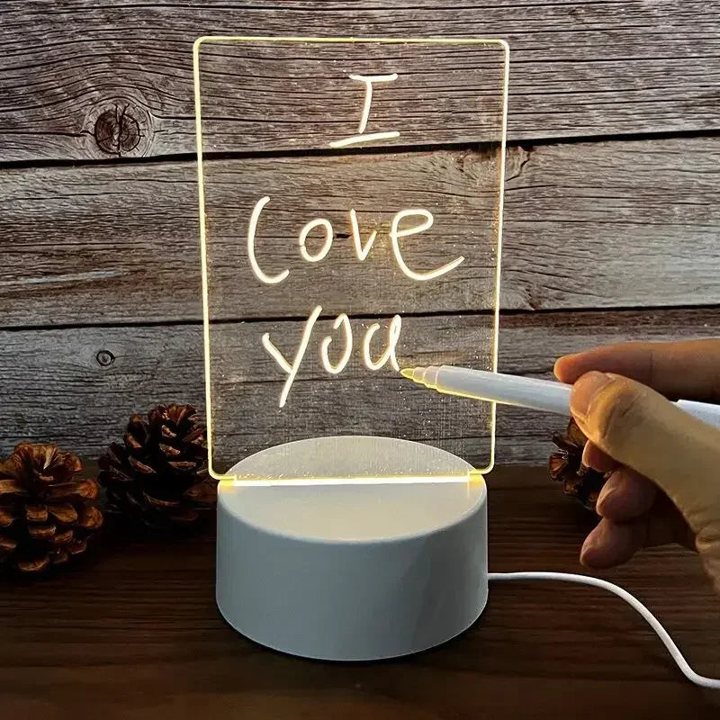 LED Message Board Night Light with Pen | USB Note Board LED Note Board Light QXL