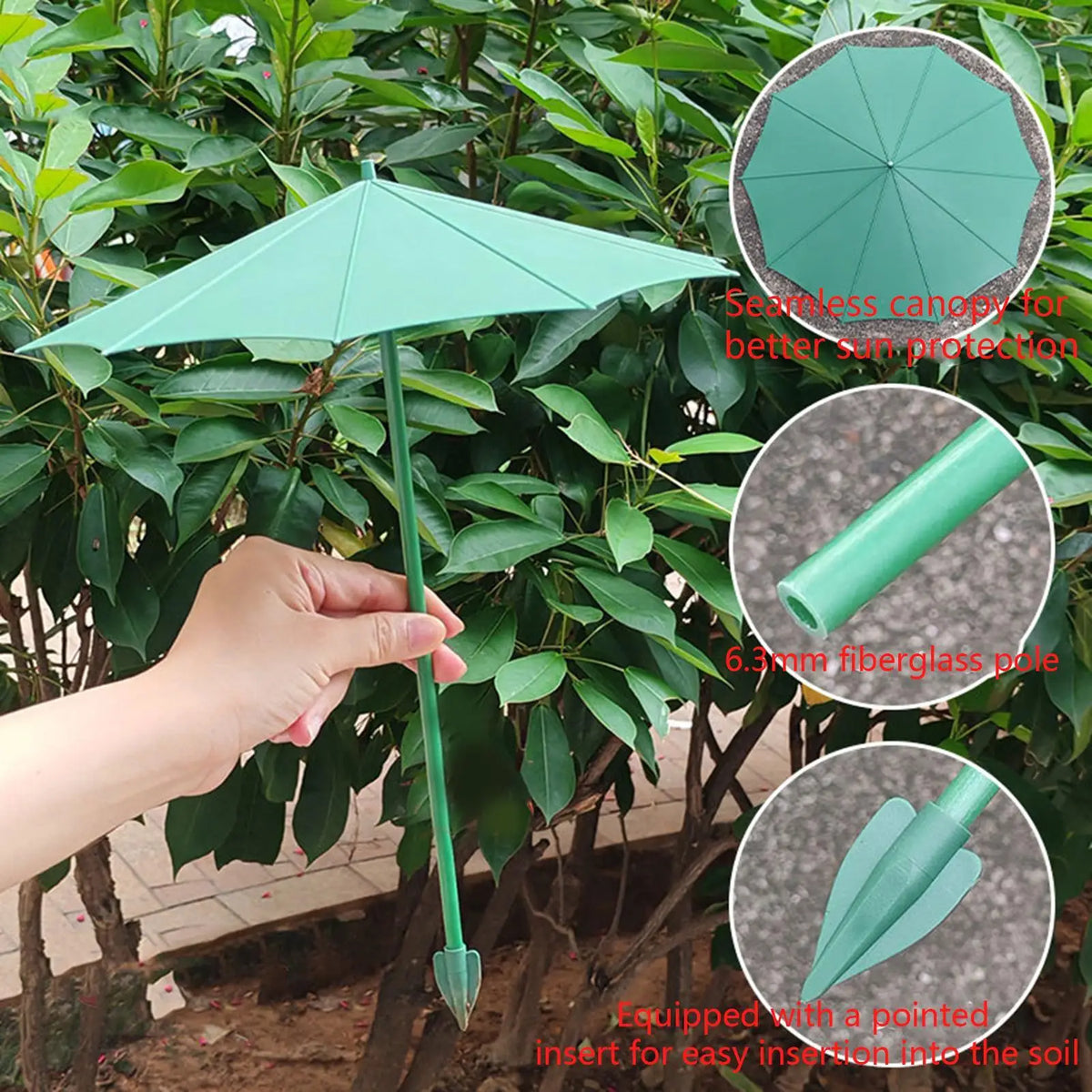 3-Pack Mini Plant Shade Umbrellas with Stakes | 26.5cm Garden Garden Plant Umbrella QXL