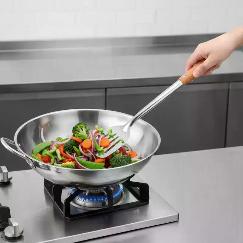 Stainless Steel Wok Spatula Set | Long Handle Kitchen Utensils Wok Spatula Set QXL