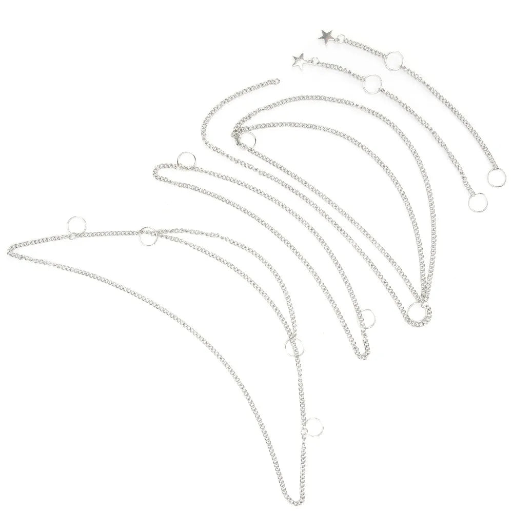 Silver Hair Braid Chains | Goth Punk Hanging Beads – 5-Piece Set Hair Braid Chains QXL