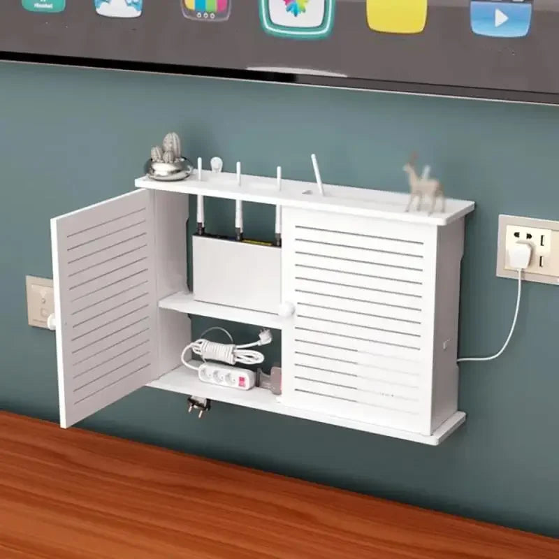 Punch-Free Wall-Mount Router Shelf & Cable Storage Box Wall Storage Shelf QXL