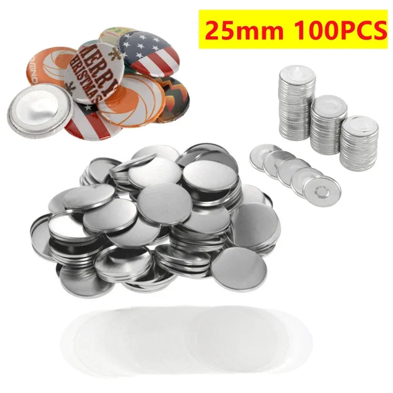 100-Pc DIY Fridge Magnet Button Parts | Badge Maker Supplies Badge Maker Parts QXL 25mm 100PCS