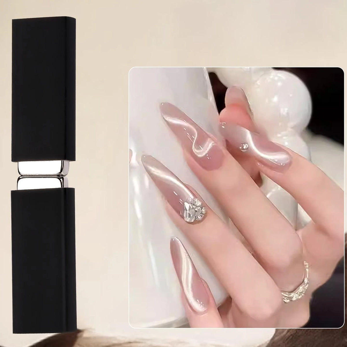 FUMOSIK Double-Ended Cat Eye Nail Magnet | Starburst Ribbon Nail Art Magnet QXL
