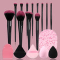 KOSSHOW 18-Pc Makeup Brush Set – Foundation & Eyeshadow Makeup Brush Set QXL black